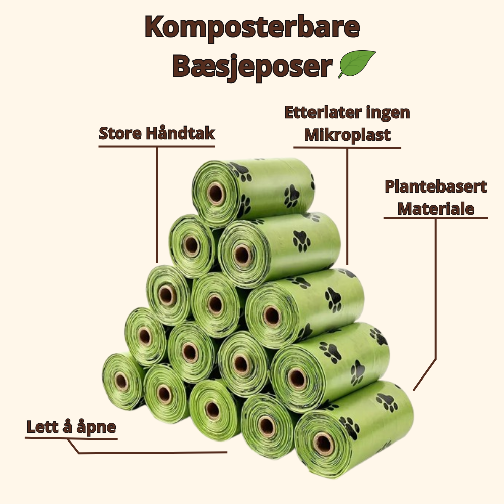 Komposterbare Bæsjeposer - Enkle å åpne med store håndtak
